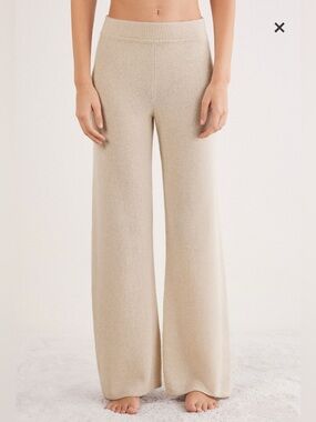 Intimissimi 100% Cashmere Palazzo Pants S Beige Wide Leg Lounge Pants